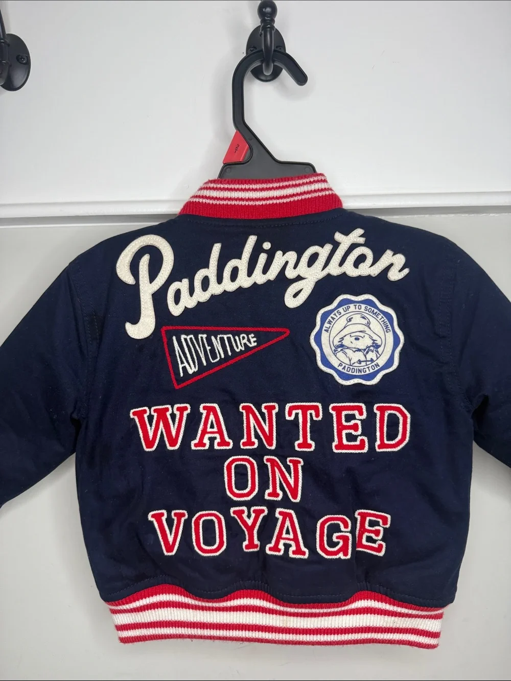GAP Navy and Red Kids Varsity Jacket with Bear Patch